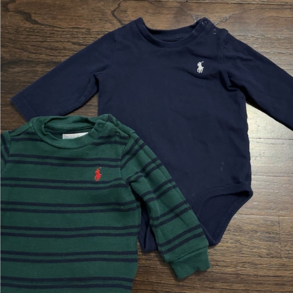 Polo by Ralph Lauren Kids' Navy and Green Long Sleeve Bodysuit Set